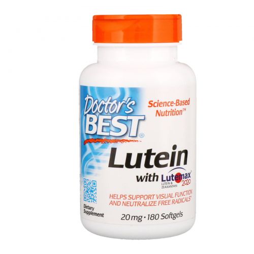 Doctor's Best, Лучший лютеин с добавкой Lutemax, 20 мг, 180 мягких капсул