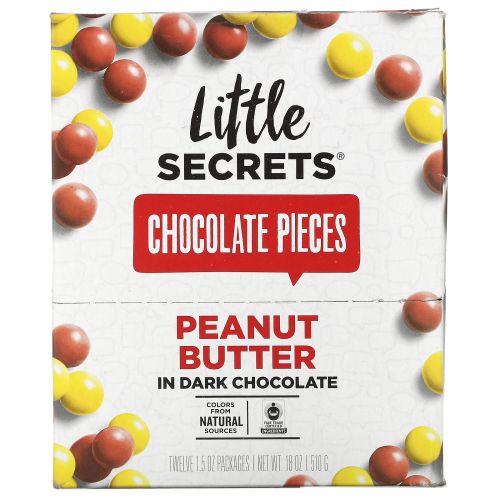 Little Secrets, Dark Chocolate Pieces, Peanut Butter, 12 Pack, 1.5 oz (42.5 g) Each