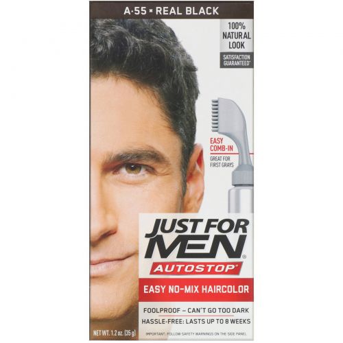 Just for Men, Мужская краска для волос Autostop, оттенок черный A-55, 35 г