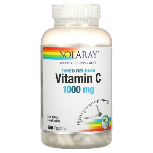 Solaray, Витамин C, двухэтапный, пролонгированное время, 1000 мг, 250 вегетарианских капсул