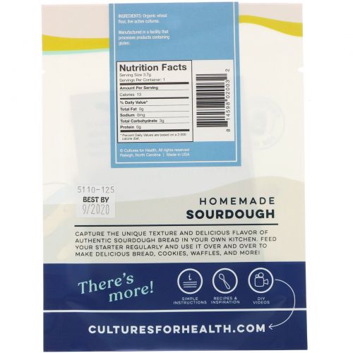 Cultures for Health, Sourdough, Whole Wheat, 1 Packet, .13 oz (3.7 g)