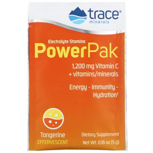 Trace Minerals Research, Electrolyte Stamina, Power Pak, 1200 mg, Tangerine, 30 Packets, 0.18 oz (5.2 g) Each