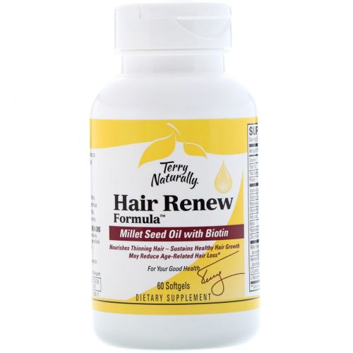 EuroPharma, Terry Naturally, Terry Naturally, Hair Renew Formula, формула восстановления волос, 60 желатиновых капсул