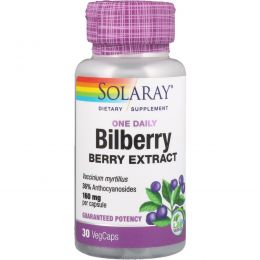 Solaray, Bilberry, One Daily, 30 Easy-To-Swallow Capsules