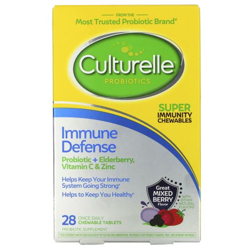 Culturelle, Probiotics, Immune Defense, Mixed Berry Flavor, 28 Chewable Tablets