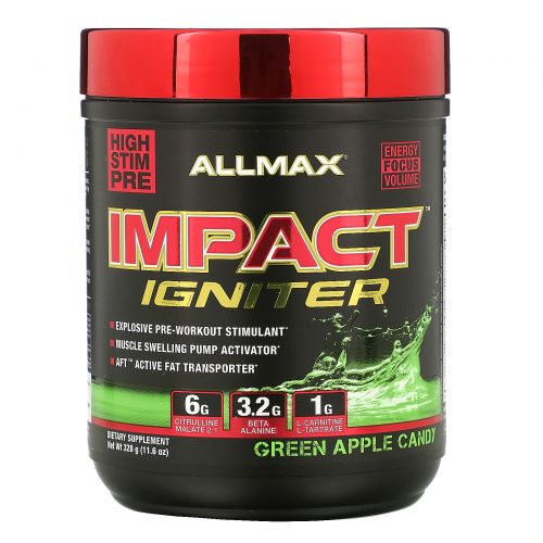 ALLMAX Nutrition, Impact Igniter Pre-Workout, Green Apple Candy, 11.6 oz (328 g)