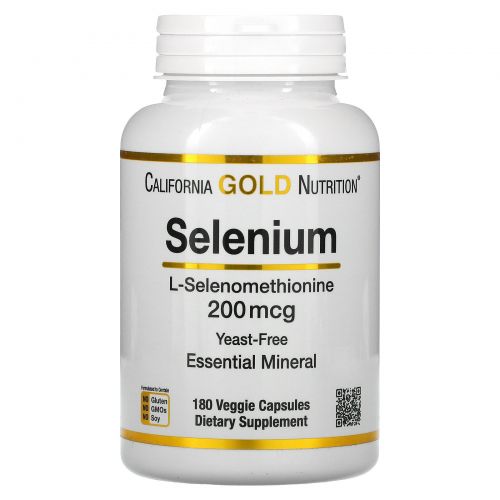 California Gold Nutrition, Селен, без дрожжей, 200 мкг, 180 вегетарианских капсул