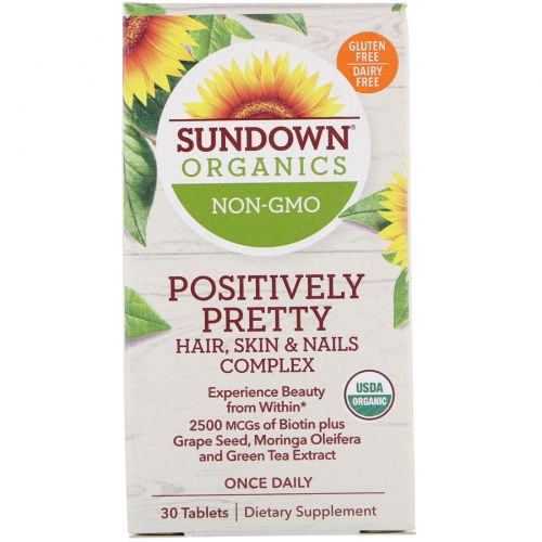 Sundown Organics, Positively Pretty, Hair, Skin & Nails Complex, 30 Tablets