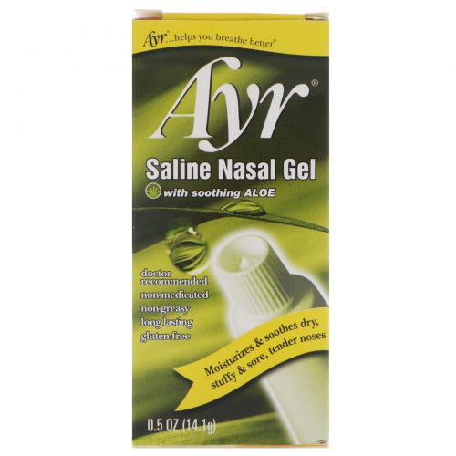 AYR, Saline Nasal Gel, With Soothing Aloe, 0.5 oz (14.1 g)