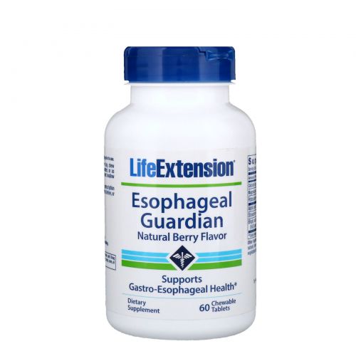 Life Extension, Esophageal Guardian, защита пищевода с натуральным ягодным вкусом, 60 жевательных таблеток