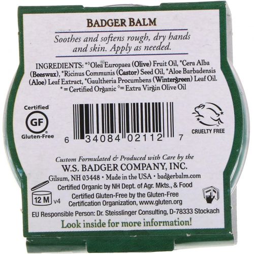 Badger Company, Badger, бальзам для рабочих рук .75 унции (21 г)