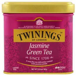 Twinings, Of London, сыпучий чай, жасминовый зеленый чай, 3,53 унции (100 г)