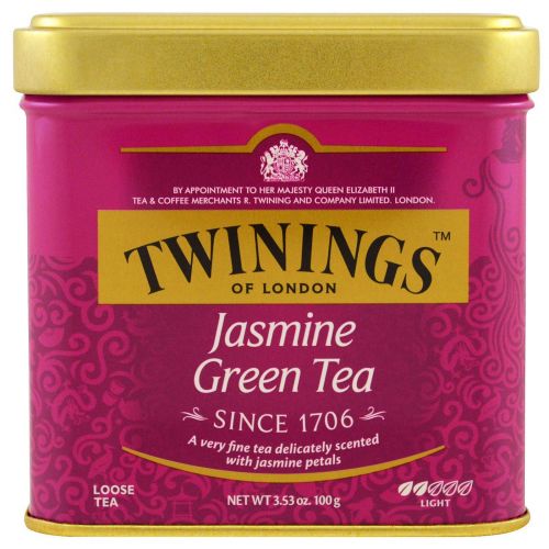 Twinings, Of London, сыпучий чай, жасминовый зеленый чай, 3,53 унции (100 г)