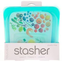 Stasher, Reusable Silicone Food Bag, Sandwich Size Medium, Aqua, 15 fl oz (450 ml)