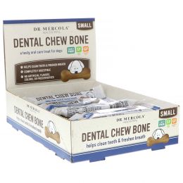 Dr. Mercola, Dental Chew Bone, Small, For Dogs, 12 Bones, 0.77 oz (22 g) Each