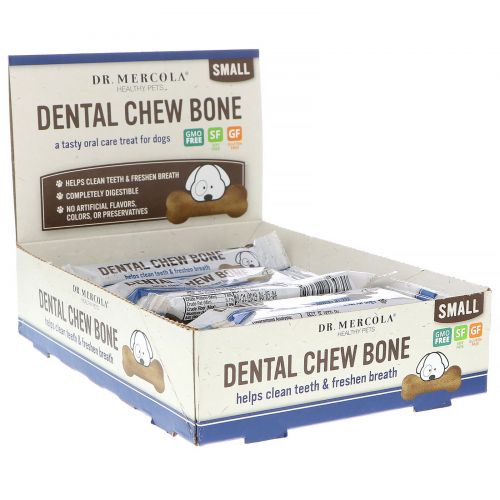 Dr. Mercola, Dental Chew Bone, Small, For Dogs, 12 Bones, 0.77 oz (22 g) Each