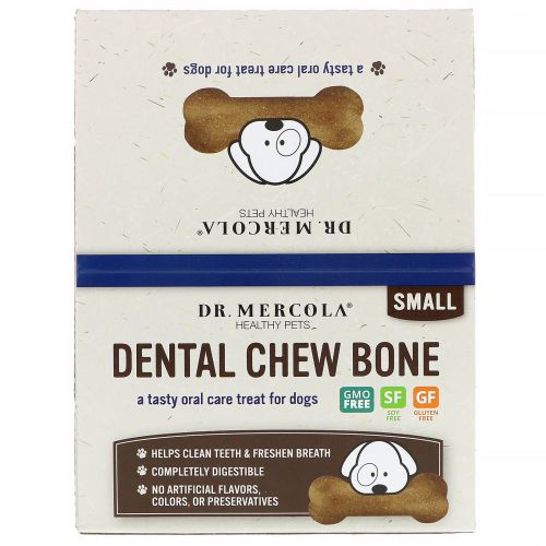 Dr. Mercola, Dental Chew Bone, Small, For Dogs, 12 Bones, 0.77 oz (22 g) Each