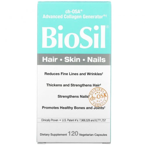 Natural Factors, BioSil, ch-OSA Advanced Collagen Generator, 120 вегетарианских капсул