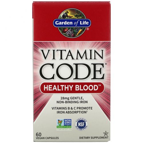 Garden of Life, Vitamin Code, для здоровья крови, 60 растительных капсул