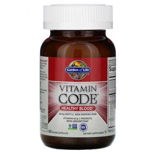 Garden of Life, Vitamin Code, для здоровья крови, 60 растительных капсул