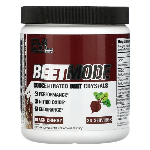 EVLution Nutrition, BeetMode, кристаллы концентрированной свеклы, черешня, 195 г (6,9 унции)