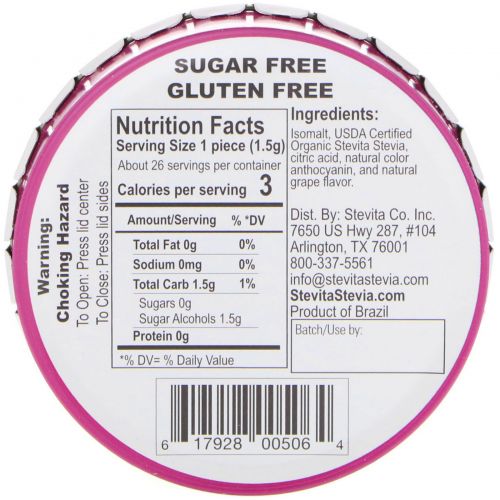 Stevita, Grape Hard Candy, Sugar Free