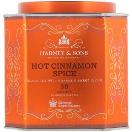 Harney & Sons, Hot Cinnamon Spice, Black Tea with Orange & Sweet Clove, 30 Sachets, 2.67 oz (75 g)