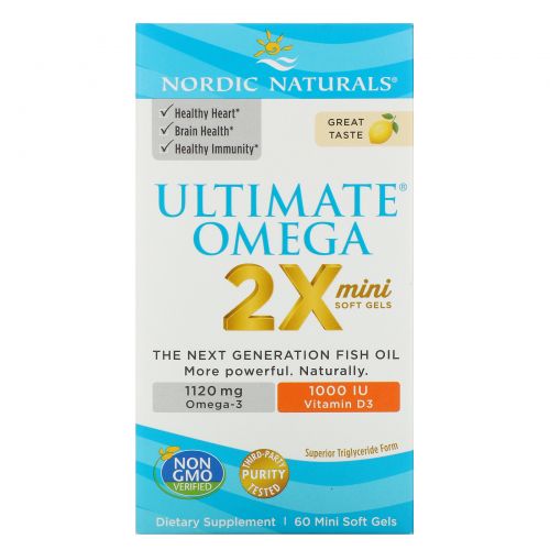 Nordic Naturals, Ультра Омега 2X, 60 миниатюрных мягких желатиновых конфет