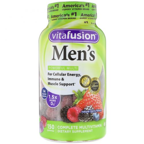 VitaFusion, Комплексные мультивитамины для мужчин, натуральные ягодные вкусы, 150 жевательных таблеток