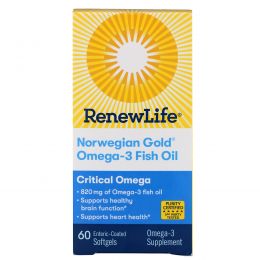 Renew Life, Critical Omega, ультра-концентрированный рыбий жир, натуральный апельсиновый ароматизатор, 1200 мг, 60 капсул