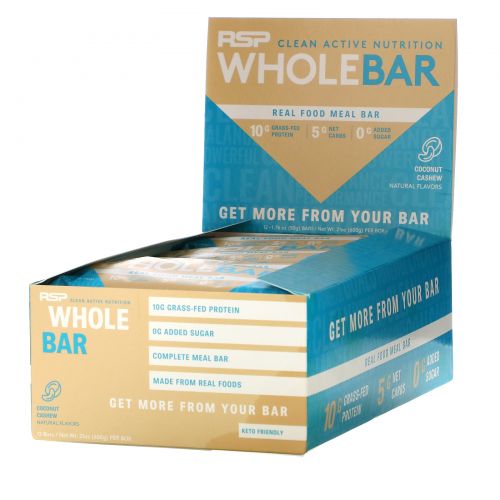 RSP Nutrition, Whole Bar, Coconut Cashew, 12 Bars, 1.76 oz (50 g) Each