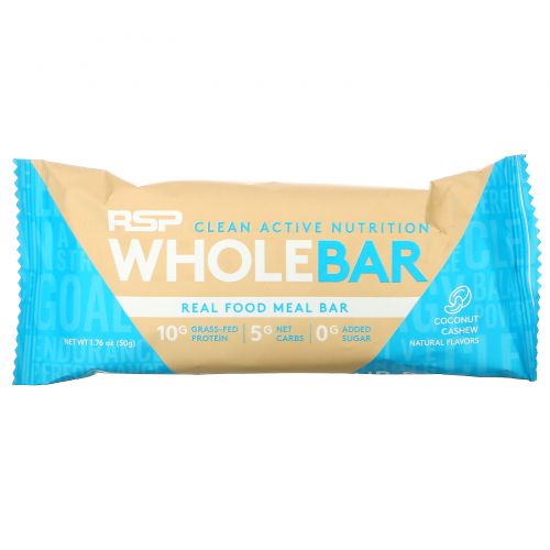 RSP Nutrition, Whole Bar, Coconut Cashew, 12 Bars, 1.76 oz (50 g) Each