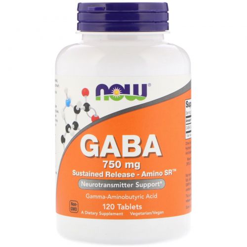 Now Foods, GABA, 750 mg , 120 Tablets