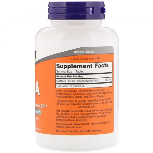 Now Foods, GABA, 750 mg , 120 Tablets