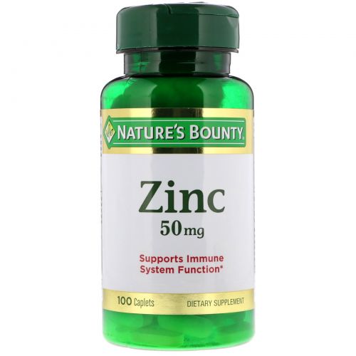 Nature's Bounty, Цинк, хелатированный, 50 мг, 100 капсуловидных таблеток