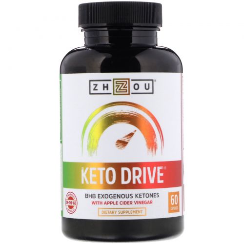 Zhou Nutrition, Keto Drive, экзогенный кетон БГБ, 60 капсул