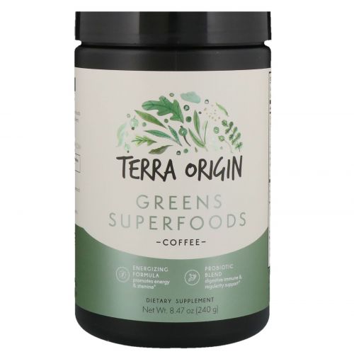 Terra Origin, Greens Superfoods Powder, Coffee, 8.47 oz (240 g)