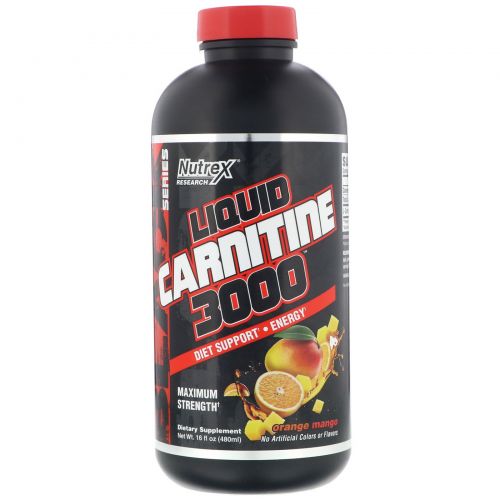 Nutrex Research, Liquid Carnitine 3000, апельсин и манго, 480 мл (16 жидк. унций)