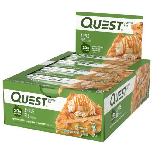 Quest Nutrition, Questbar, Protein Bar, Apple Pie, 12 Bars, 2.12 oz (60 g) Each