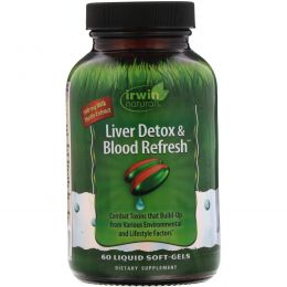 Irwin Naturals, Добавка для очистки печени и крови Liver Detox & Blood Refresh, 60 желатиновых капсул