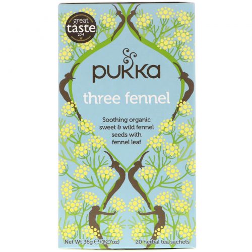 Pukka Herbs, Три фенхеля, 20 пакетиков травяного чая, 1,27 унции (36 г)