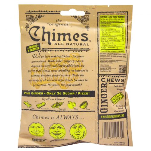 Chimes, Имбирные жевательные конфеты, оригинальные, 5 унций (141.8 г)