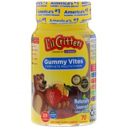 L'il Critters, Gummy Vites, мультивитамины, натуральный фруктовый вкус, 70 жевательных таблеток