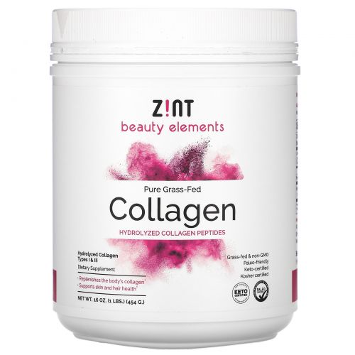 Z!NT, Grass-Fed Beef Collagen, Hydrolyzed Collagen Types 1 & III, 16 oz (454 g)