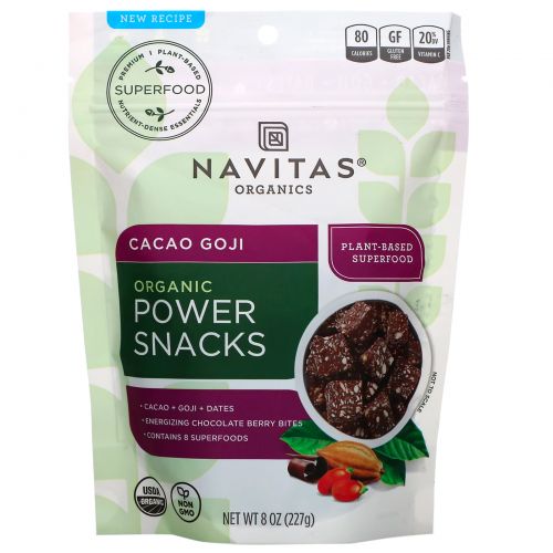 Navitas Organics, Organic, энергетическая закуска, какао и годжи, 8 унций (227 г)