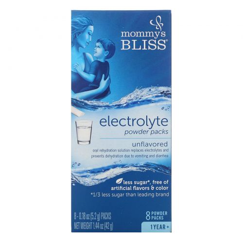 Mommy's Bliss, Electrolyte Powder Packs, Unflavored, 1 Year +, 8 Powder Packs, 0.18 oz (5.2 g) Each