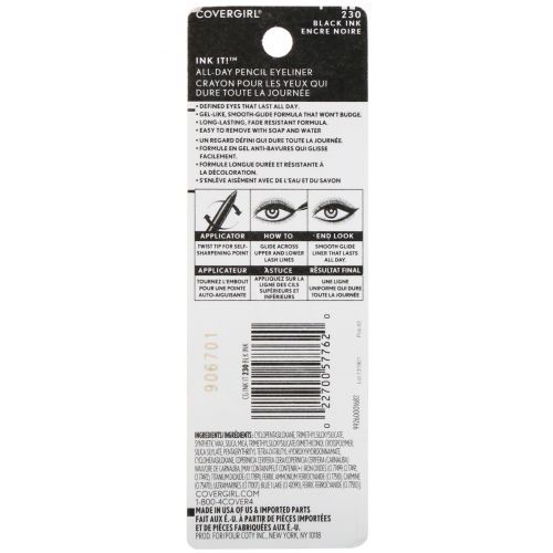 Covergirl, Ink it! All-Day, карандаш для глаз, оттенок 230 черный, 0,35 г (0,012 унции)