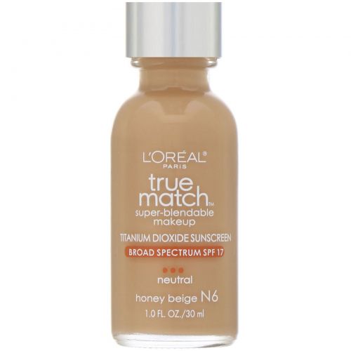 L'Oreal, Тональная основа True Match Super-Blendable Makeup, оттенок N6 «Медовый бежевый», 30 мл