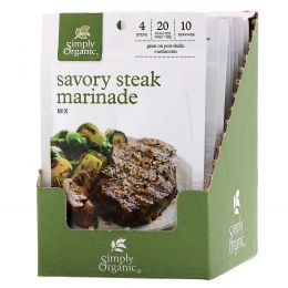 Simply Organic, Смесь специй для маринада «Пикантный стейк», 12 пакетиков, 20 г каждый