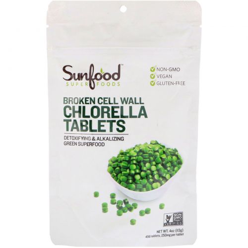 Sunfood, Broken Cell Wall Chlorella Tablets, 456 Tablets